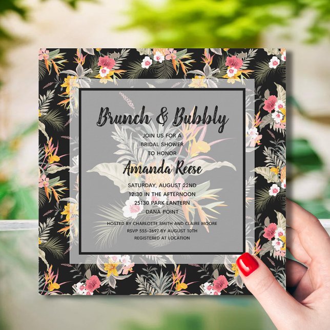 Convites Brunch e Bolhas Festa de Noivado Tropical (Brunch and Bubbly tropical bridal shower invitations - INSTANT DOWNLOAD and/or PRINTED)