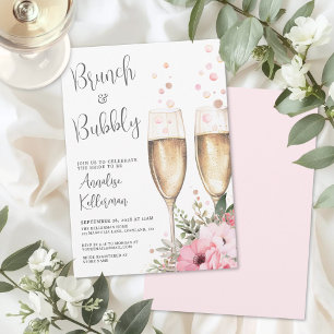 Convites Brunch e Bolhas Florais Chá de Noiva
