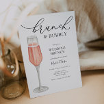 Convites Brunch e Brunch de Champanhe de Bubble<br><div class="desc">Convite poste Wedding Brunch com flauta de aquarela de champanhe rosa. Personalize com suas informações para os recém-casados. Clique em "clicar para personalizar mais" para alterar o estilo,  o tamanho ou a cor da fonte.</div>