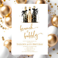 Brunch e Bubble Black Dourado Birthday
