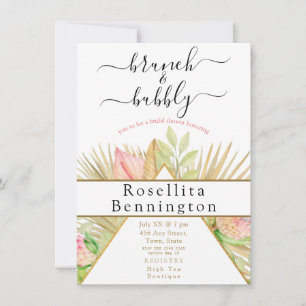 Convites Brunch e Bubble Boho Floral Chá de panela