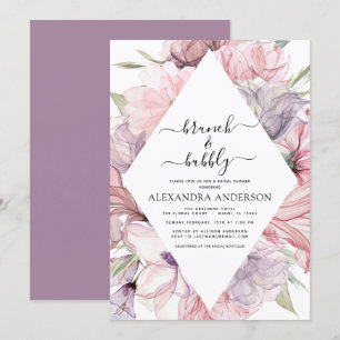 Convites Brunch e Bubble Boho Purple Chá de panela Invitat