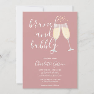 Convites Brunch E Bubbly Código QR Dusty Rose Chá de Noiva