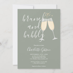Convites Brunch E Bubbly Código QR Verde Sage Chá de Bebê d