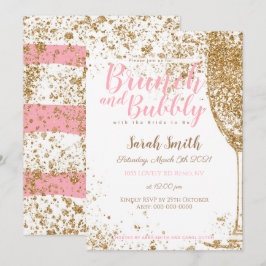 Convites Brunch e Bubbly listras rosa brilhante