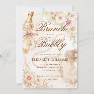 Convites Brunch e Bubbly Nostalgia Vintage Chá de Noiva