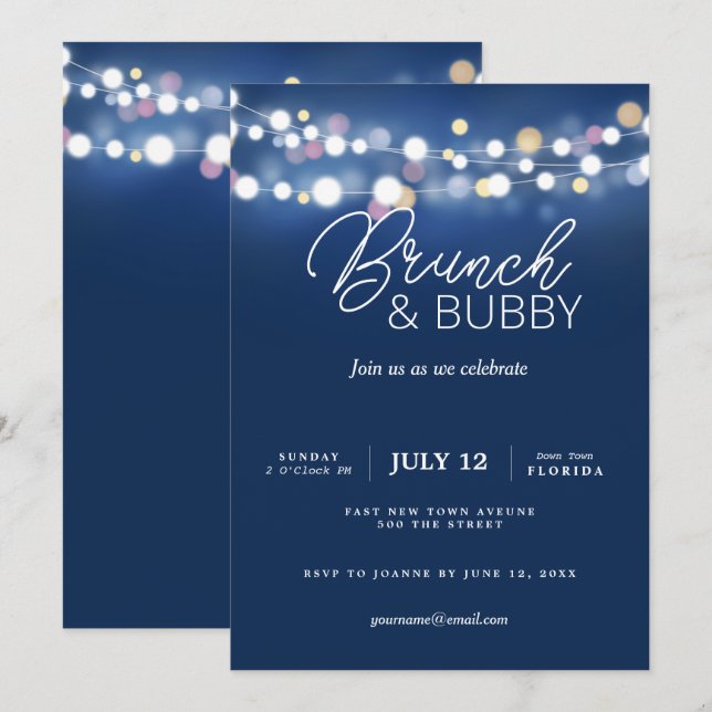 Convites brunch e bumbum natal novo ano cor-de-rosa (Frente/Verso)