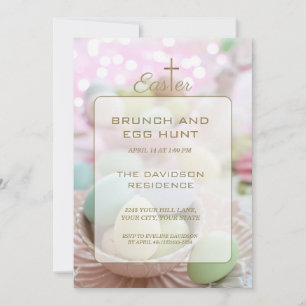 Convites Brunch e Caça aos Ovos Listras Rosa Verde