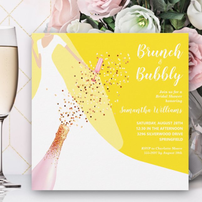 Convites Brunch e Chá de panela amarelo-espumante (Criador carregado)
