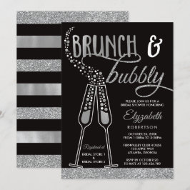 Convites Brunch e Chá de panela Bubble Convidam, Faux Silve