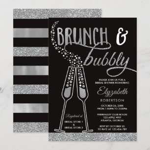 Convites Brunch e Chá de panela Bubble Convidam, Faux Silve
