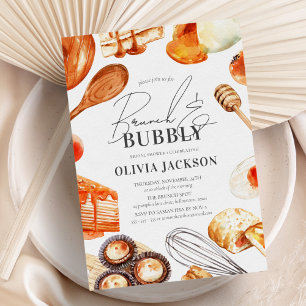 Convites Brunch e Chá de panela de Aquarela Elegante