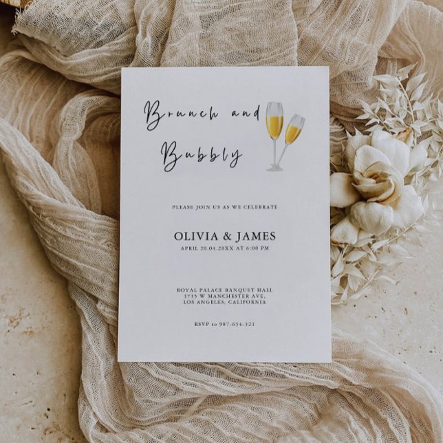 Convites Brunch E Chá de panela De Borracha (Brunch And Bubbly Bridal Shower Invitation)