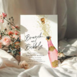 Convites Brunch e Chá de panela de champanhe de bolha<br><div class="desc">Brunch e Chá de panela de champanhe rosa e Dourado. Projetado com uma bela garrafa de champanhe de aquarela. Itens correspondentes na nossa loja,  Design do Partido Cava.</div>