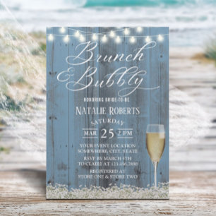 Convites Brunch e Chá de panela Russo Dusty Rustic Azul