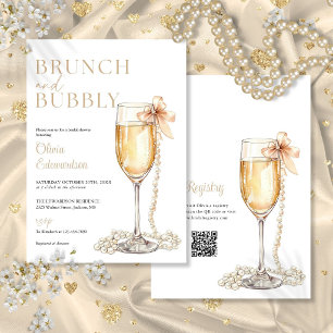 Convites Brunch E Champagne Borbulhante Código QR Chá de No