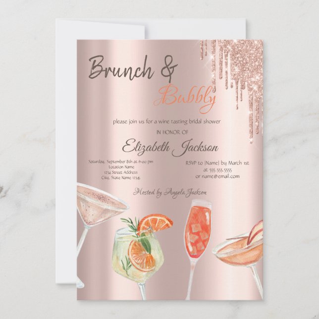 Convites Brunch e Drinks Espumantes Glitter Drips Coquetéis (Frente)