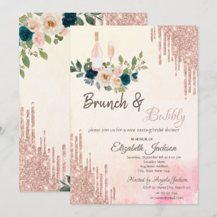 Convites Brunch e Espumante Bridal Shower com Gotejamento d