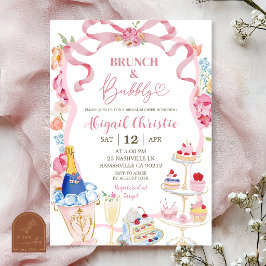 Convites Brunch e Espumante Colorido Floral Vitoriano