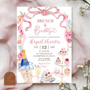 Convites Brunch e Espumante Colorido Floral Vitoriano