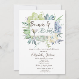 Convites Brunch e Espumante Watercolor Cactus Martini