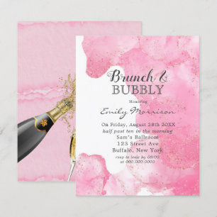 Convites Brunch e Invivit De Borracha Rosa e Dourado