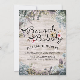 Convites Brunch e Madeira Floral e Rústica com Chá de panel