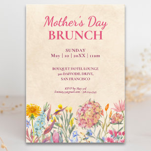 Convites Brunch Elegante de Dia das Mães com Flores