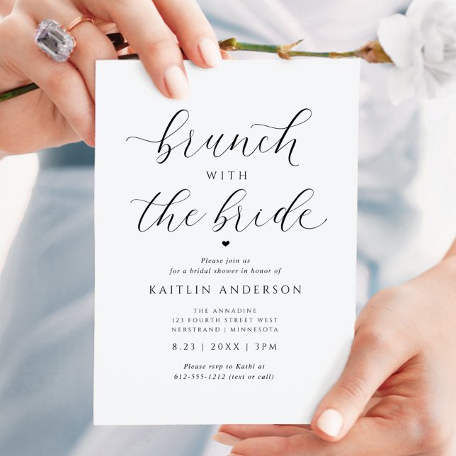 Convites Brunch elegante moderno com o Chá de panela noivo (Brunch with the Bride bridal shower invitation - romantic, modern, minimalist, classy, sophisticated)