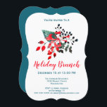 Convites Brunch Event Winter Florals & Berries Red and Teal<br><div class="desc">Seus hóspedes vão adorar este convite maravilhoso e único com um buquê de aquarela de flores vermelhas sazonais e bagas lacrimogêneas e folhagem amadas com um arco vermelho. Você pode personalizar o tipo de evento (brunch,  luncheon,  chá ou festa de aniversário,  etc.),  assim como outros detalhes do evento.</div>