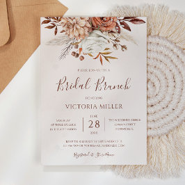 Convites Brunch Floral Boho de Noiva Folhagem de Outono