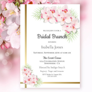 Convites Brunch Floral Bridal Orquídea Rosa Moderno