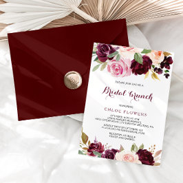 Convites Brunch Floral Bridal Verde Blush Burgundy