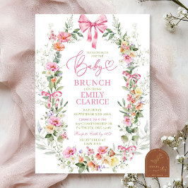 Convites Brunch Floral Colorido e Vibrante para Menina Bebê