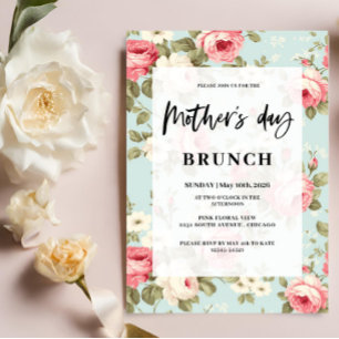 Convites Brunch floral da festa da mãe na primavera