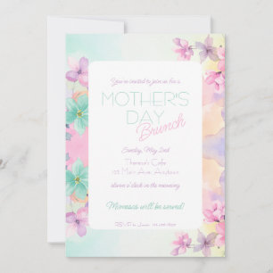 Convites Brunch Floral de Aquarela Pastel do Dia das Mães
