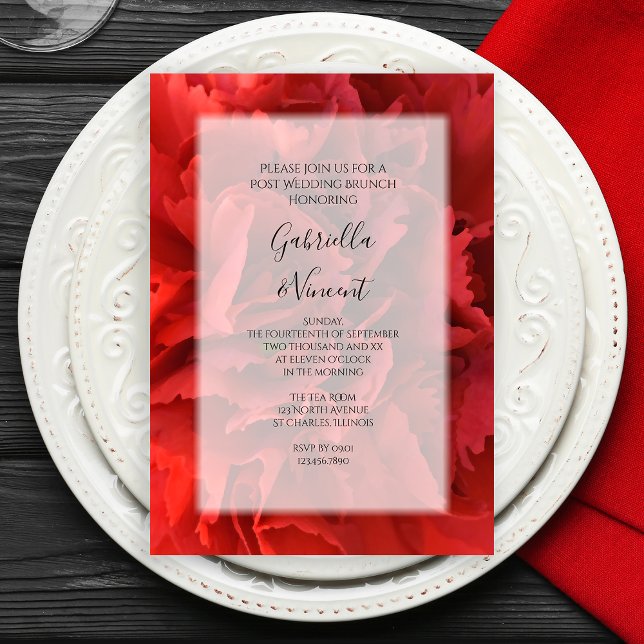 Convites Brunch Floral de Carnation Vermelha após Casamento (Criador carregado)