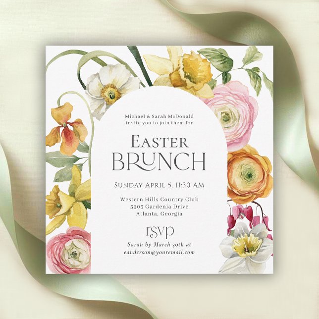 Convites Brunch Floral de Jardim de Primavera da Páscoa (Criador carregado)