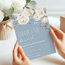 Brunch floral de marfim branco-azul-poeirento