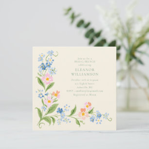 Convites Brunch Floral de Noiva com Aquarela de Flores Silv