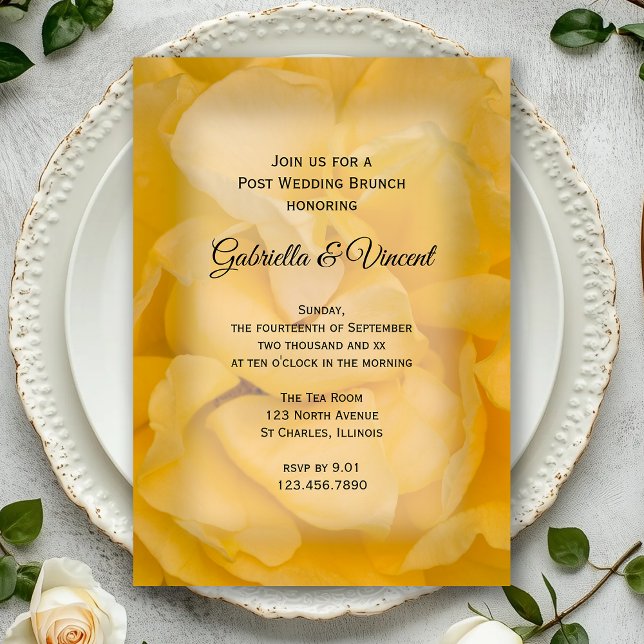 Convites Brunch Floral de Rosa Amarela após o Casamento (Criador carregado)