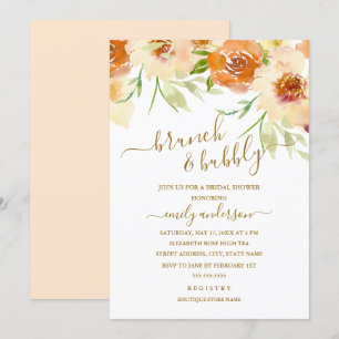 Convites Brunch Floral em Aquarela e Bridal Shower Espumant