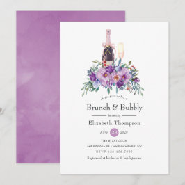 Convites Brunch Floral Roxo e Chá de panela