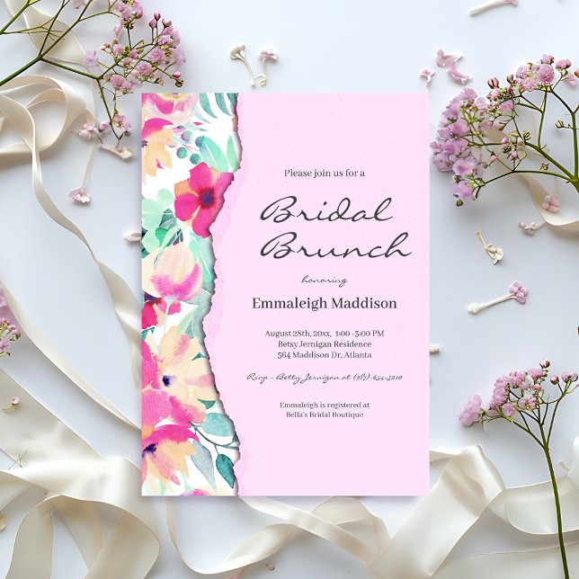 Convites Brunch Floral Tropical de Papel Torno (Criador carregado)