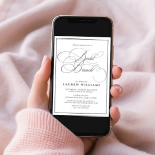 Convites Brunch Formal de Caligrafia Azul-Marinho Elegante