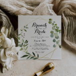 Convites Brunch geométrico Dourado com o Chá<br><div class="desc">Este brunch geométrico de ouro com o convite ao chá da noiva é perfeito para um chá de casamento tropical. A design apresenta lindas folhas verdes pintadas à mão,  enfeitando um quadro geométrico dourado.</div>