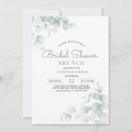 Convites Brunch Minimalista de Chá de Noiva com Floral em V