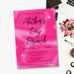 Convites Brunch Minimalista Moderno Rosa Quente do Dia das 