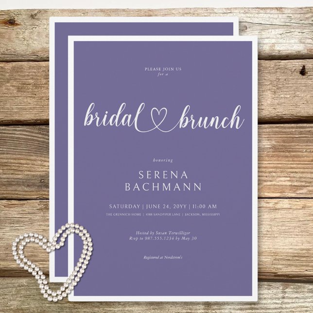 Convites Brunch Mínimo de Lavanda Romântico Moderno (Modern Romantic Minimal Lavender Bridal Brunch Invitation)