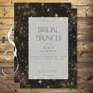 Convites Brunch Mínimo Dourado e Preto Mínimo Moderno